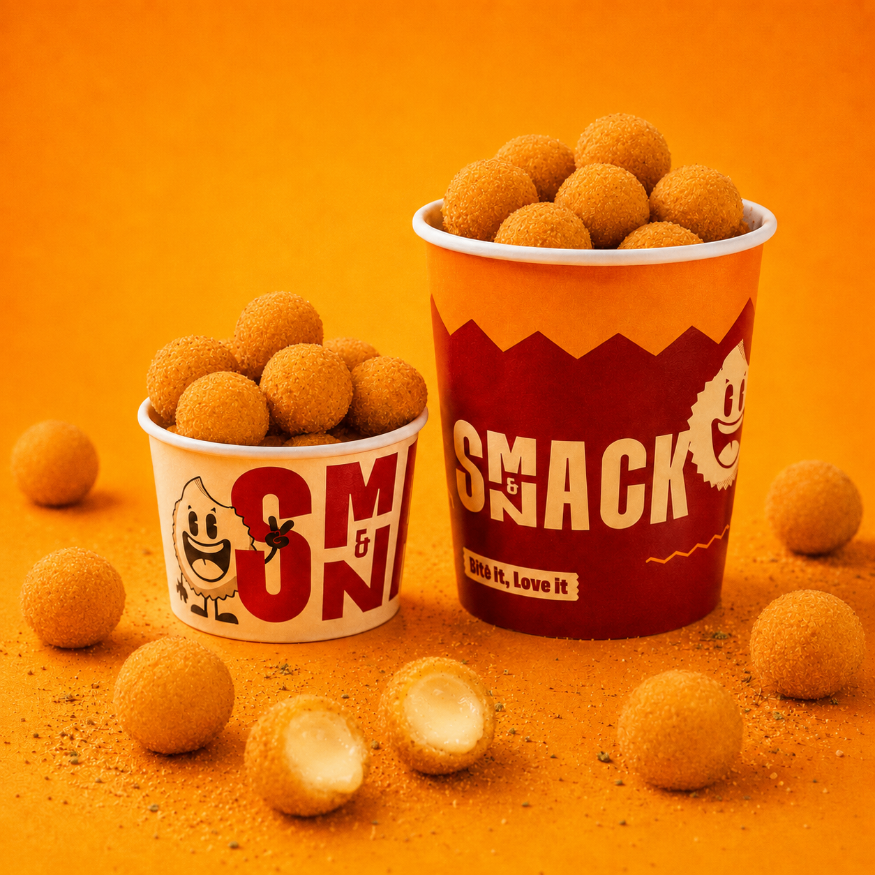 Cheese Drops — melty mozzarella bites at Smack & Snack served in our branded cup